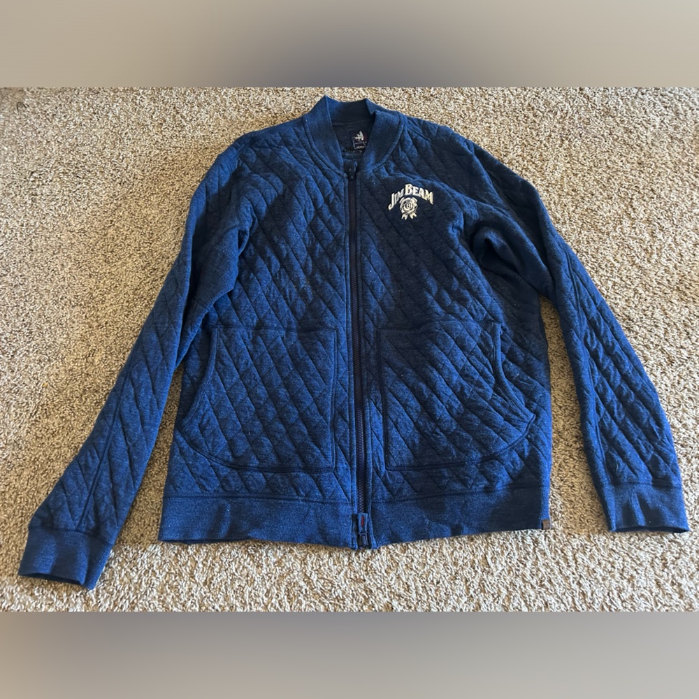 johnnie-O Navy Quilted Zip-Up Sweater Jacket